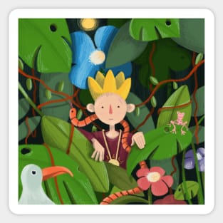 Jungle Boy With Animals Sticker